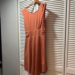 Prana Orange Sheath Midi Dress Scoop Neck Sleeveless